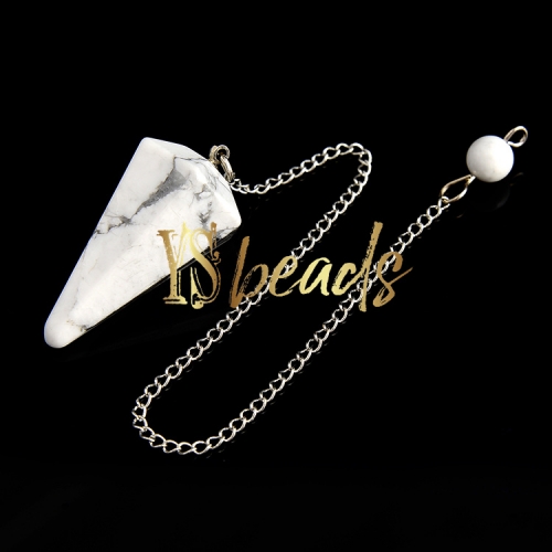 Howlite Hexagonal Point Pendulum, Approx 18x36mm