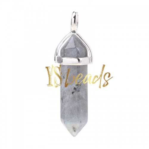 Labradorite Hexagonal Pendant, Approx 8x32mm