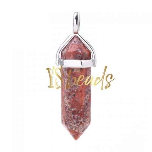Leopard Jasper Hexagonal Pendant, Approx 8x32mm