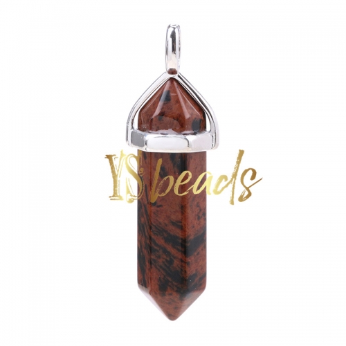 Mahogany Obsidian Hexagonal Pendant, Approx 8x32mm