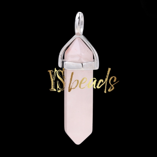 Rose Quartz Hexagonal Pendant, Approx 8x32mm