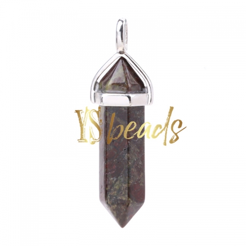 Dragon Blood Jasper Hexagonal Pendant, Approx 8x32mm