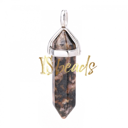 Black Vein Rhodonite Hexagonal Pendant, Approx 8x32mm