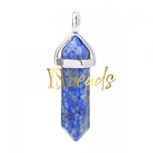Natural Lapis Lazuli Hexagonal Pendant, Approx 8x32mm