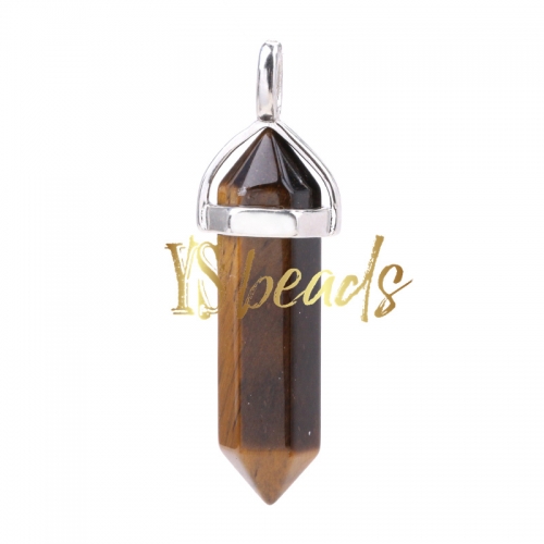 Tiger Eye Hexagonal Pendant, Approx 8x32mm