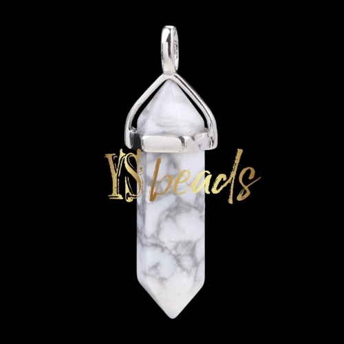 Howlite Hexagonal Pendant, Approx 8x32mm