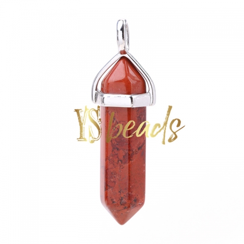 Red Jasper Hexagonal Pendant, Approx 8x32mm