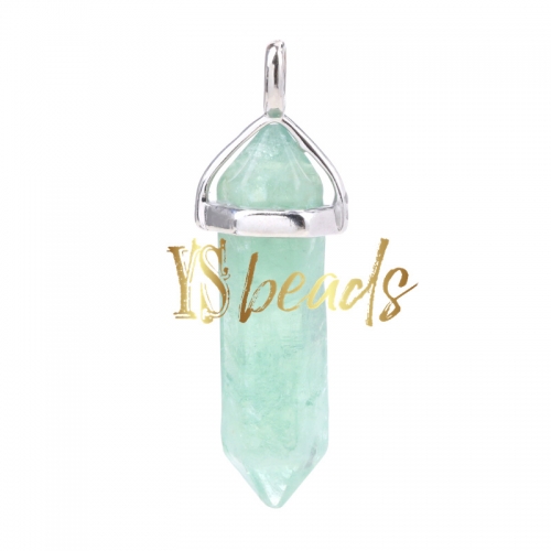 Green Fluroite Hexagonal Pendant, Approx 8x32mm