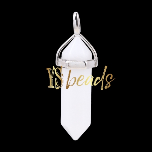 White Jade Hexagonal Pendant, Approx 8x32mm