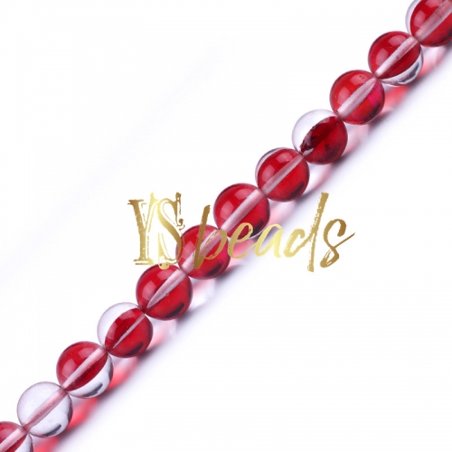 Red Synthetic Moonstone Glass Round Beads, 6-12mm