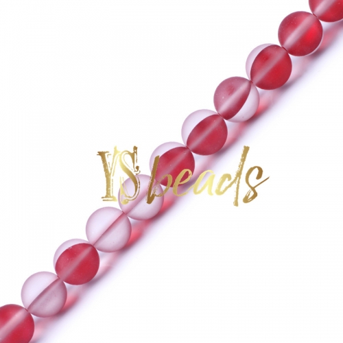 Red Synthetic Moonstone Glass Matte Round Beads, 6-12mm