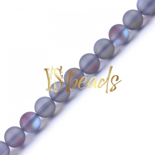 Grey Synthetic Moonstone Glass Matte Round Beads, 6-12mm