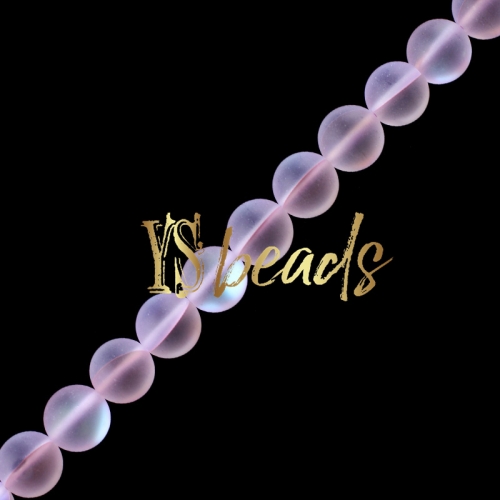 Light Pink Synthetic Moonstone Glass Matte Round Beads, 6-12mm