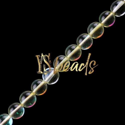 Light Yellow Synthetic Moonstone Glass Round Beads, 6-12mm