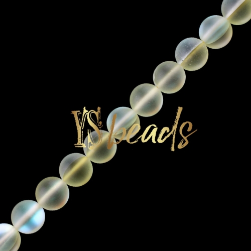 Light Yellow Synthetic Moonstone Glass Matte Round Beads, 6-12mm