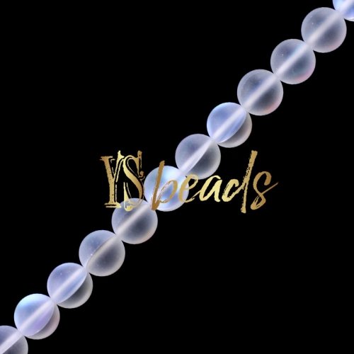White Synthetic Moonstone Glass Matte Round Beads, 6-12mm