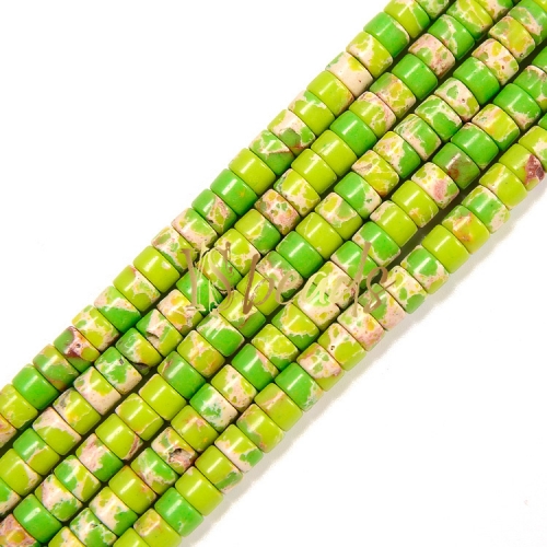 Synthetic Apple Green Impression Jasper Heshi Wheel Beads, Approx 2x4mm