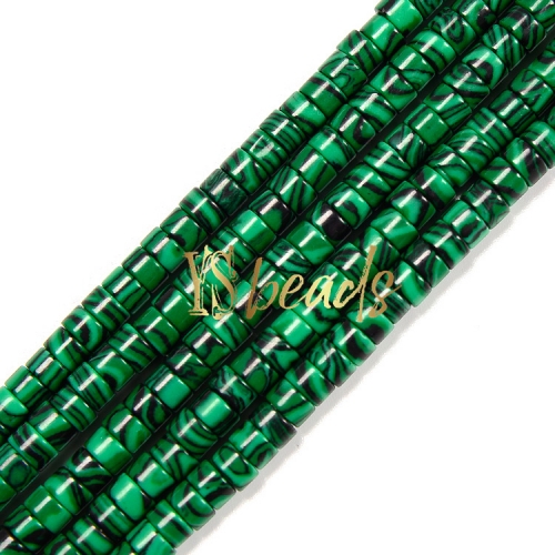 Synthetic Malachite﻿ Heshi Wheel Beads, Approx 2x4mm