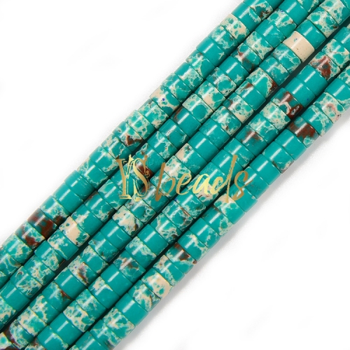 Synthetic Green Impression Jasper Heshi Wheel Beads, Approx 2x4mm
