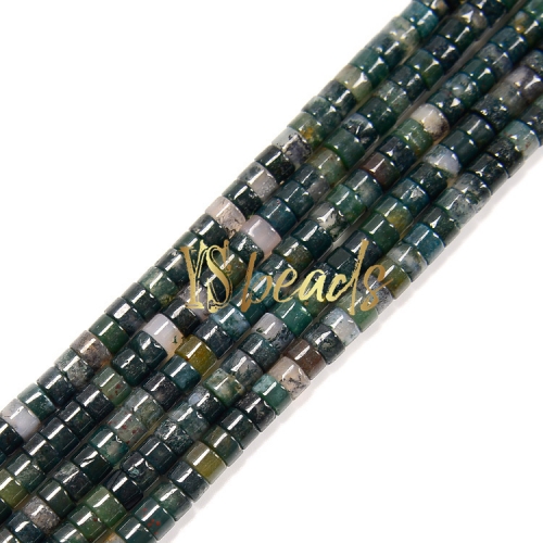 Moss Agate Heshi Wheel Beads, Approx 2x4mm