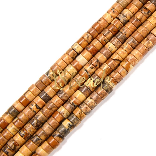 Picture Jasper Heshi Wheel Beads, Approx 2x4mm