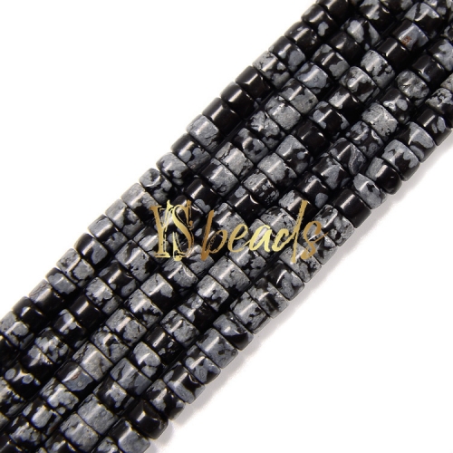 Snowflake Obsidian Heshi Wheel Beads, Approx 2x4mm