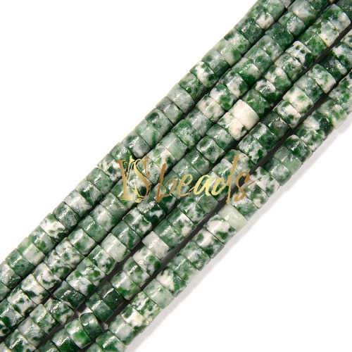 Green Spot Jasper Heshi Wheel Beads, 2x4mm-3x6mm