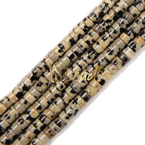 Dalmation Jasper Heshi Wheel Beads, 2x4mm-3x6mm