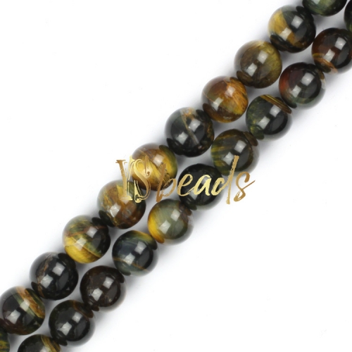 B Grade Yellow/Blue Tiger Eye Plain Rounds, Approx 4-16mm
