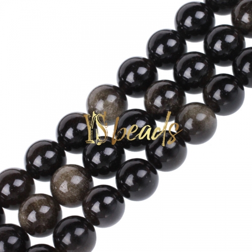Golden Obsidian Plain Rounds, Approx 4-12mm