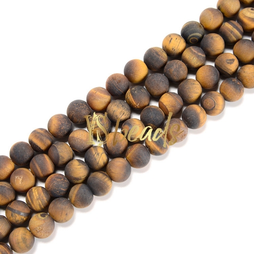 B Grade Yellow/Brown Tiger Eye Matte Rounds, Approx 4-16mm