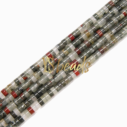 Africa Blood Stone Heshi Wheel Beads, 2x4mm-3x6mm