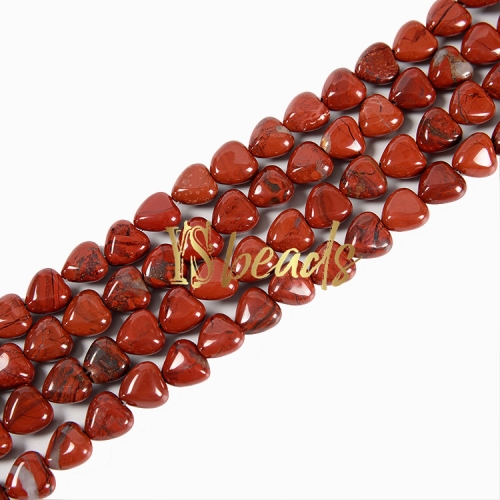 Red Jasper Puffy Hearts, Approx 8-12mm
