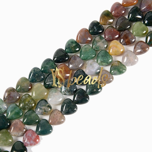 Fancy Jasper Puffy Hearts, Approx 8-12mm