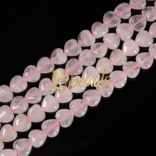 Rose Quartz Puffy Hearts, Approx 8-12mm