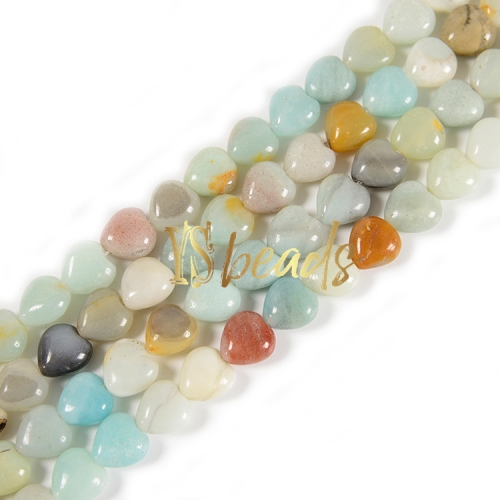 Mixed Colors Amazonite Puffy Hearts, Approx 8-12mm