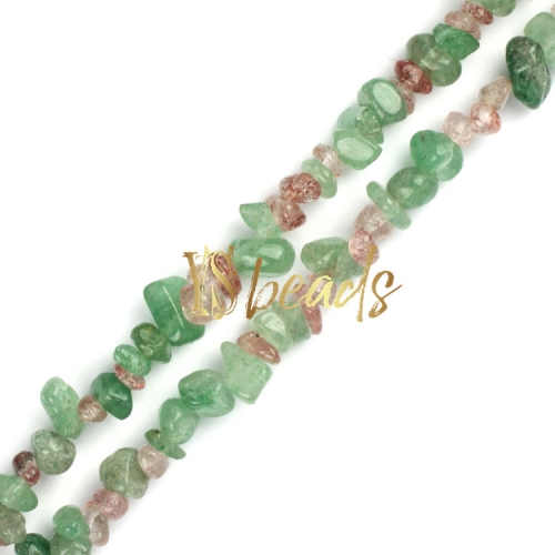 Red&Green Strawberry Quartz Chips, Approx 5x8mm