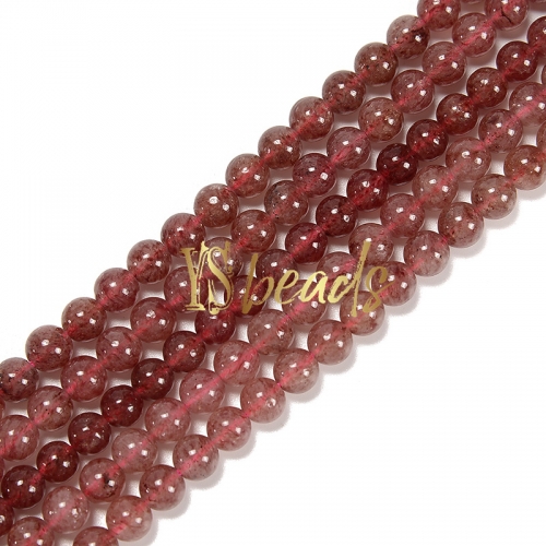 Strawberry Quartz Plain Rounds, Approx 6-12mm