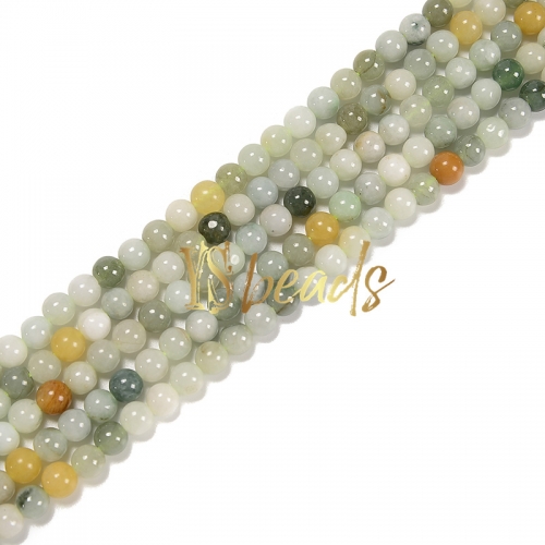 Mixed Colors Burma Jadeite Plain Rounds, Approx 6-12mm