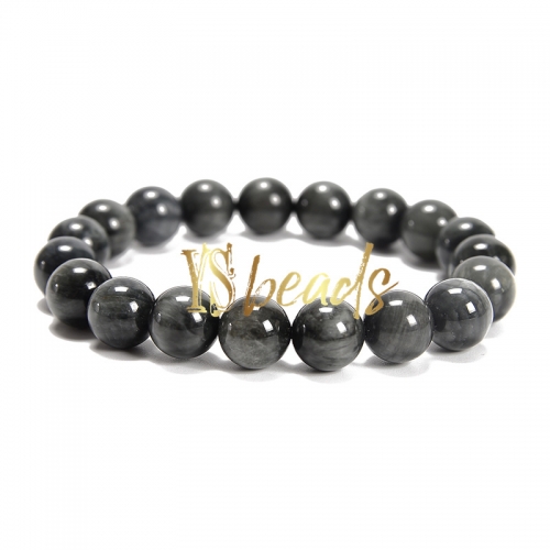 Dark Hawk's Eye Round Bracelet, Approx 10mm
