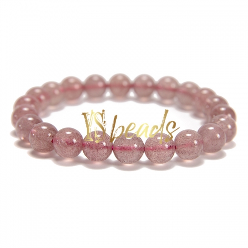 Strawberry Quartz Round Bracelet, Approx 8mm