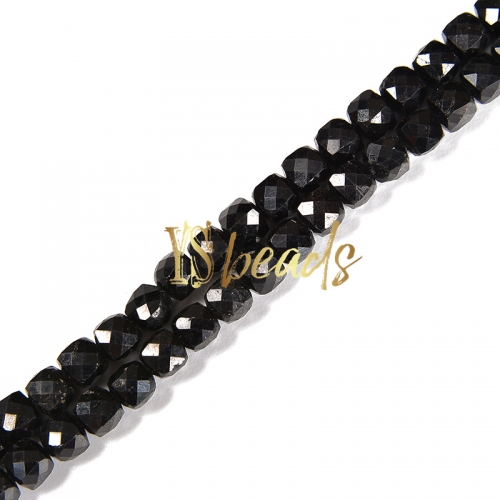 Black Tourmaline Faceted Cubes, Approx 4mm