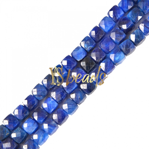 Kyanite Faceted Cubes, Approx 4mm