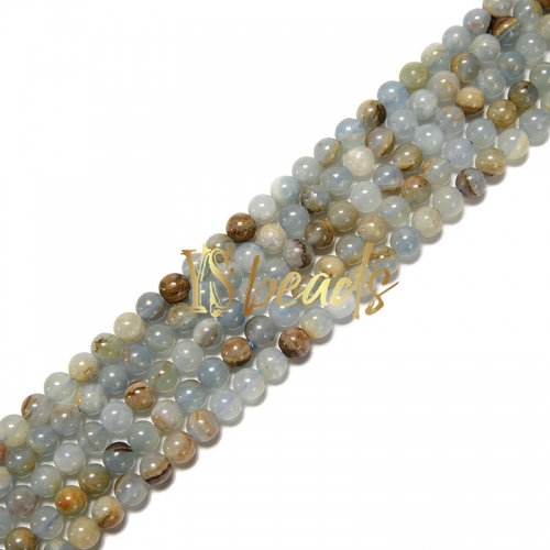 Blue Aragonite Plain Rounds, Approx 6-10mm