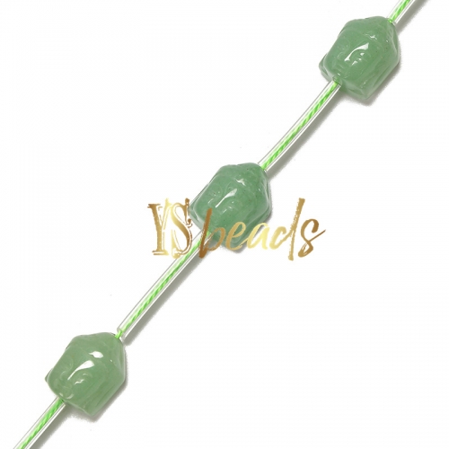 Green Aventurine Buddha Beads, Approx 10x13mm