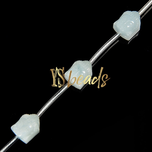 Aquamarine Buddha Beads, Approx 10x13mm
