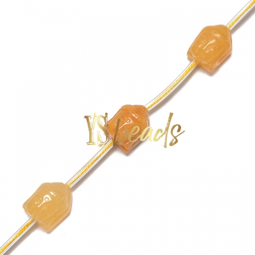 Yellow Jade Buddha Beads, Approx 10x13mm