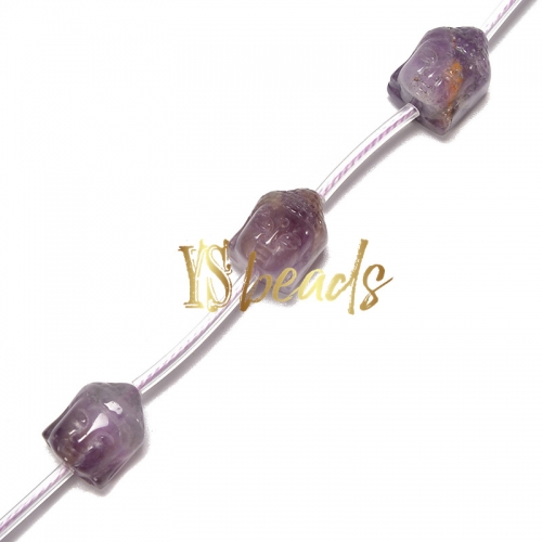 Amethyst Buddha Beads, Approx 10x13mm