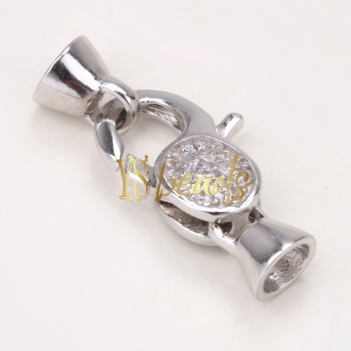 Rhodium Plated 925 Sterling Silver Clasp, Approx 7x12mm