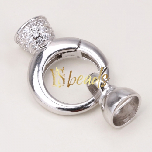 Rhodium Plated 925 Sterling Silver Clasp, Approx 15mm